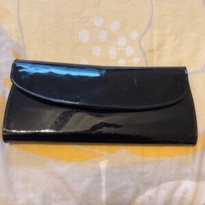 Sleek Black Patent Clutch Bag